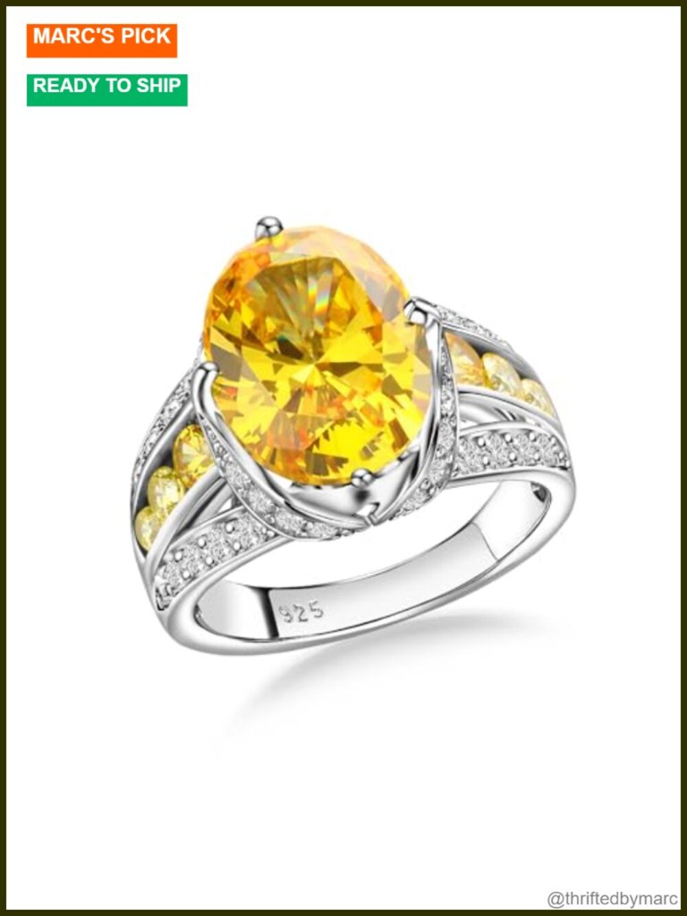 925 Sterling Silver Oval Cut Gemstone Engagement Ring Vintage Halo Prong Set